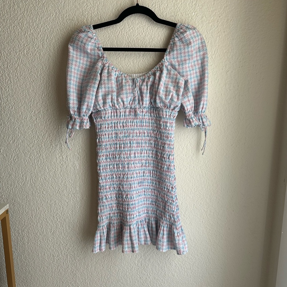 Plaid Puff Sleeve Dress
